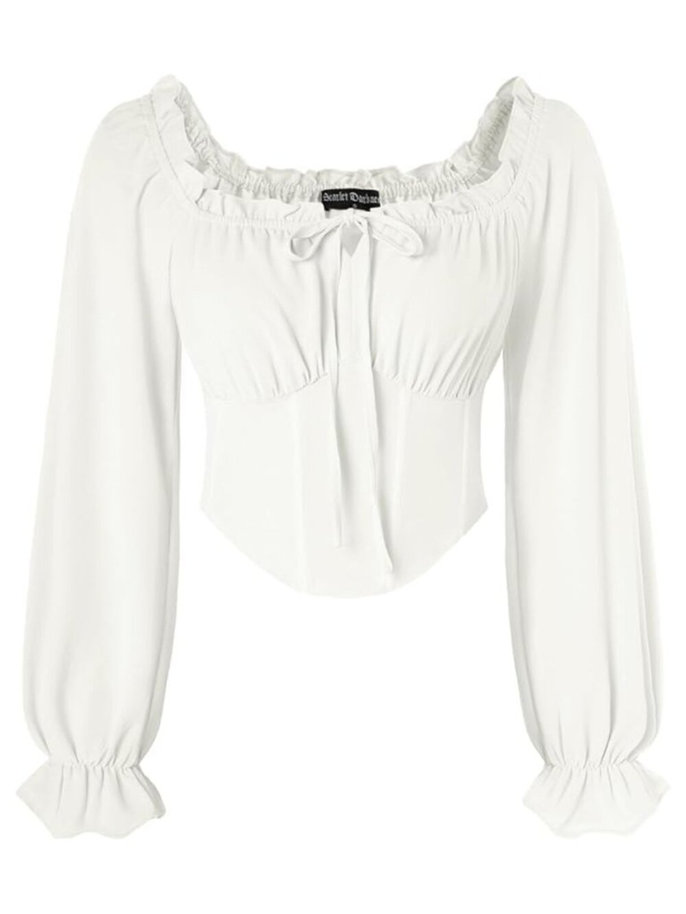 Off Shoulder Corset Top Renaissance Blouse Long Sleeve Women's Crop Peasant